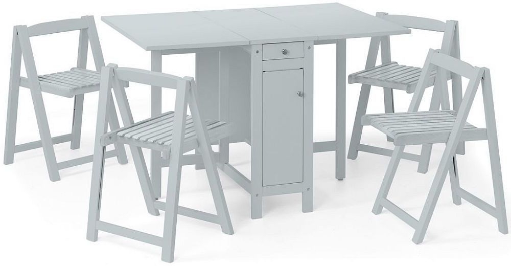 Julian Bowen Savoy Light Grey Dining Table And 4 Chairs