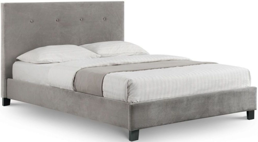 Shoreditch Grey Velvet Fabric Bed Comes In Double And King Size