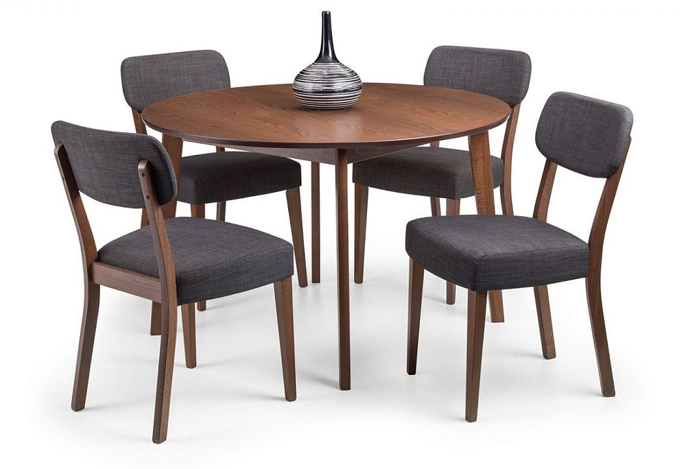 Julian Bowen Farringdon Circular Dining Table And 4 Grey Chairs