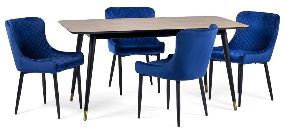 Julian Bowen Findlay 160cm Dining Set And Luxe Blue Chairs