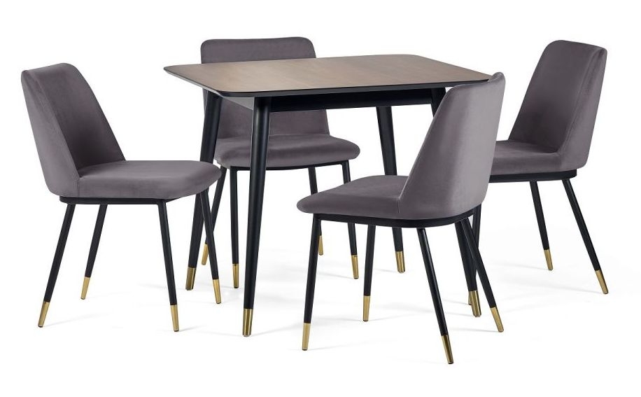 Julian Bowen Findlay Square Dining Set 90cm Seats 4 Diners Square Top 4 Delaunay Grey Chairs
