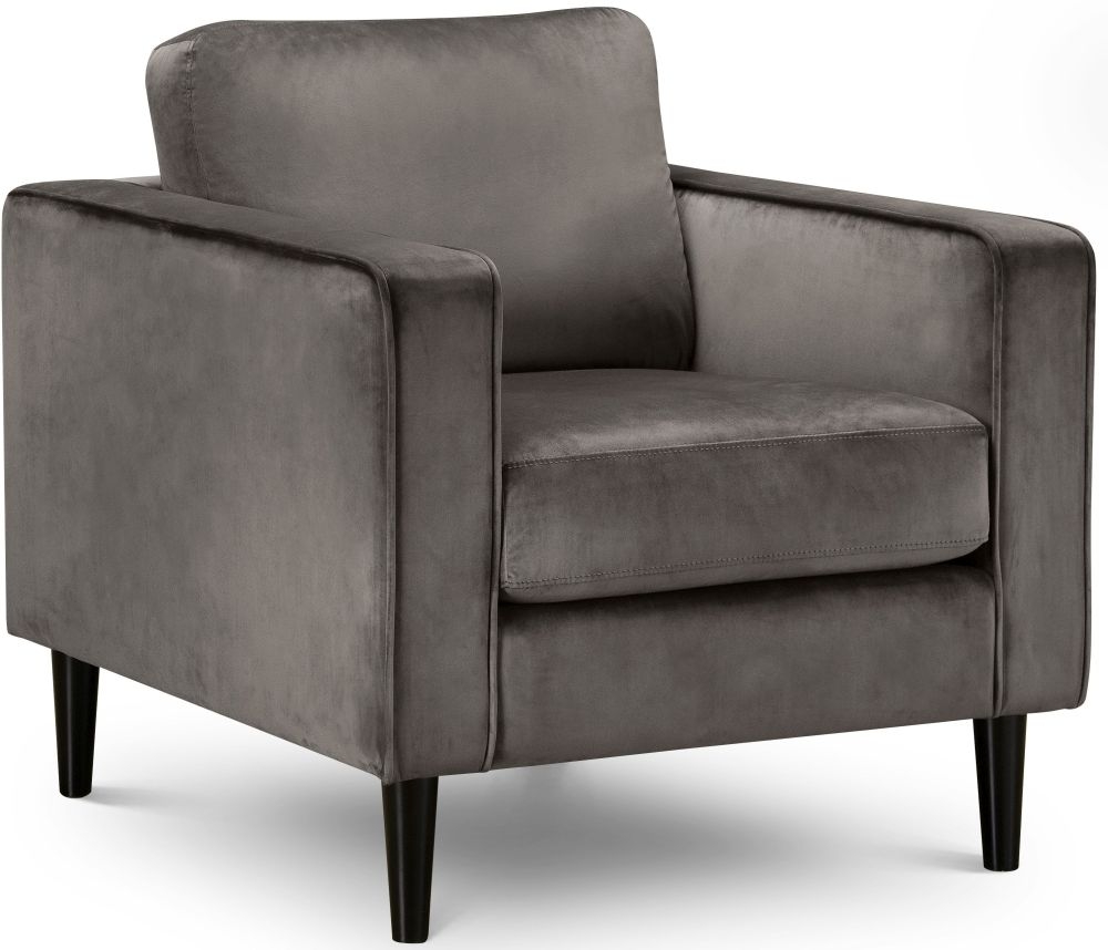 Hayward Grey Velvet Fabric Armchair