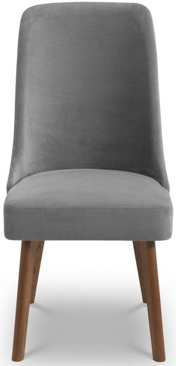 Julian Bowen Huxley Chenille Dusk Grey Fabric Dining Chair Sold In Pairs