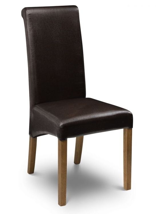 Julian Bowen Cuba Brown Faux Leather Dining Chair Sold In Pairs