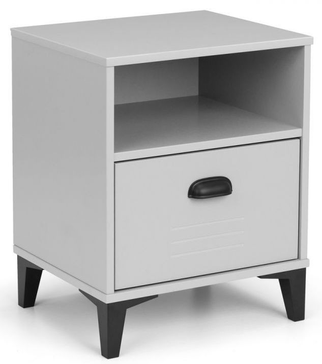 Julian Bowen Lakers Grey 1 Drawer Locker Bedside Cabinet