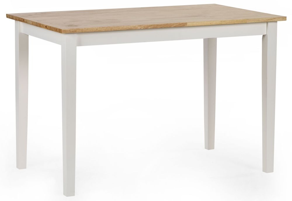 Julian Bowen Linwood 114cm Small Dining Table Natural Top With White Base