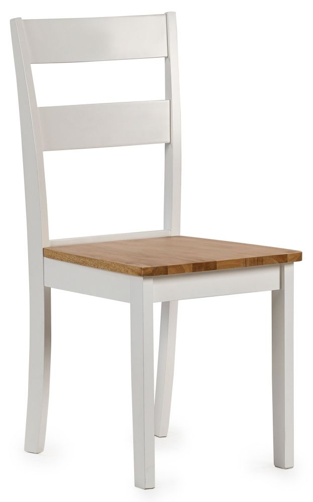 Julian Bowen Linwood White And Natural Laddar Back Dining Chair Sold In Pairs