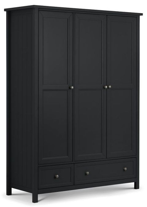 Julian Bowen Maine Anthracite 3 Door 2 Drawer Wardrobe