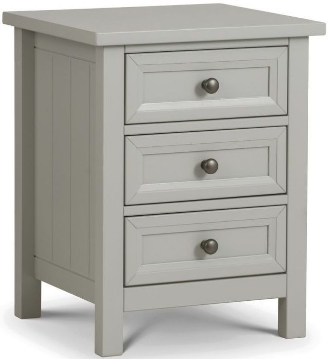 Julian Bowen Maine Dove Grey 3 Drawer Bedside Cabinet