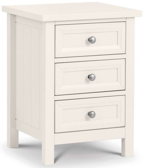 Julian Bowen Maine White 3 Drawer Bedside Cabinet