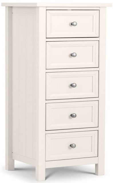 Julian Bowen Maine White 5 Drawer Tall Chest