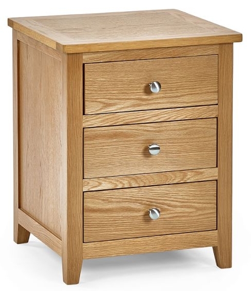 Julian Bowen Mallory Solid Oak And Oak Veneers 3 Drawer Bedside Cabinet