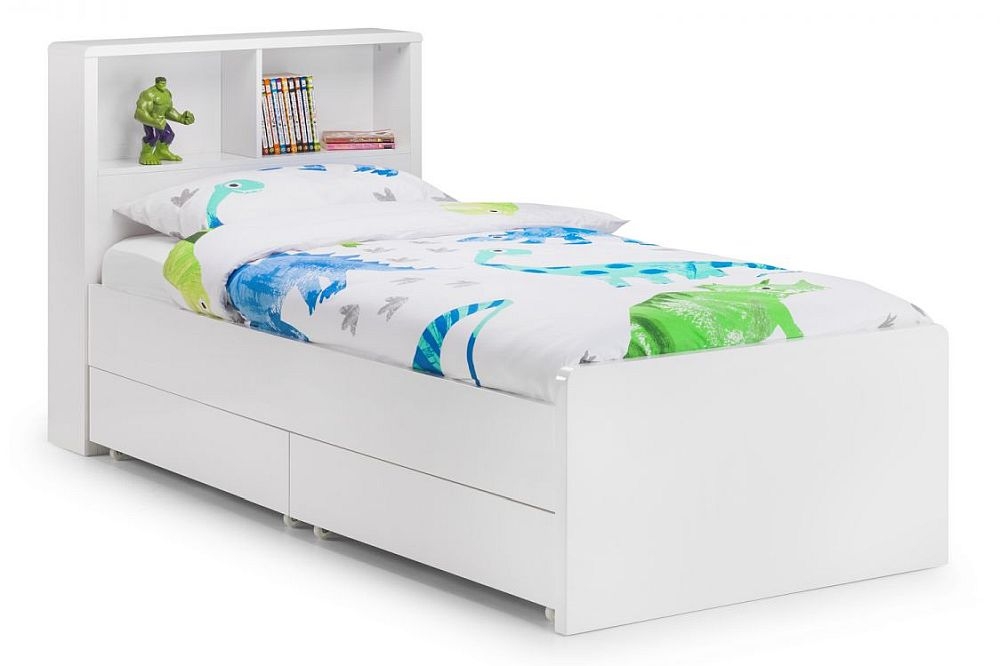 Julian Bowen Manhattan White High Gloss Bookcase Bed