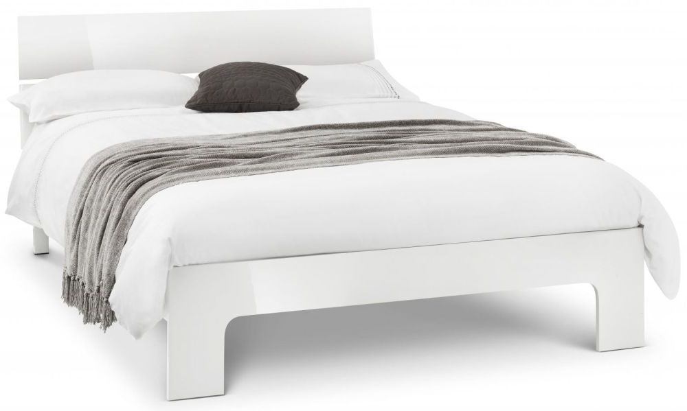 Manhattan White High Gloss Bed Double And King Size