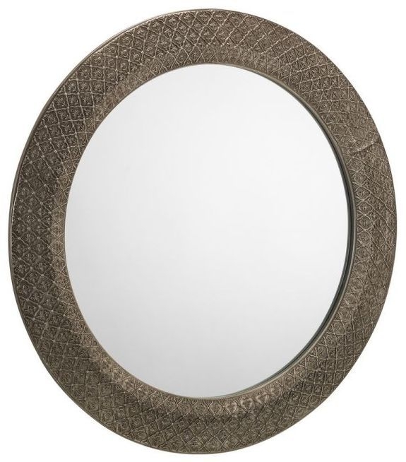 Julian Bowen Cadence Ornate Pewter Round Wall Mirror 80cm X 80cm