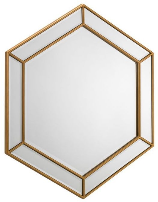 Julian Bowen Melody Gold Hexagonal Wall Mirror 80cm X 80cm