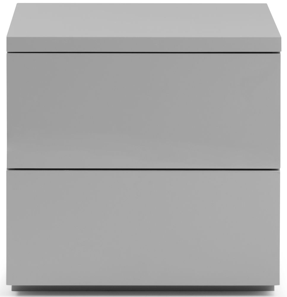 Julian Bowen Monaco Grey High Gloss 2 Drawer Bedside Cabinet