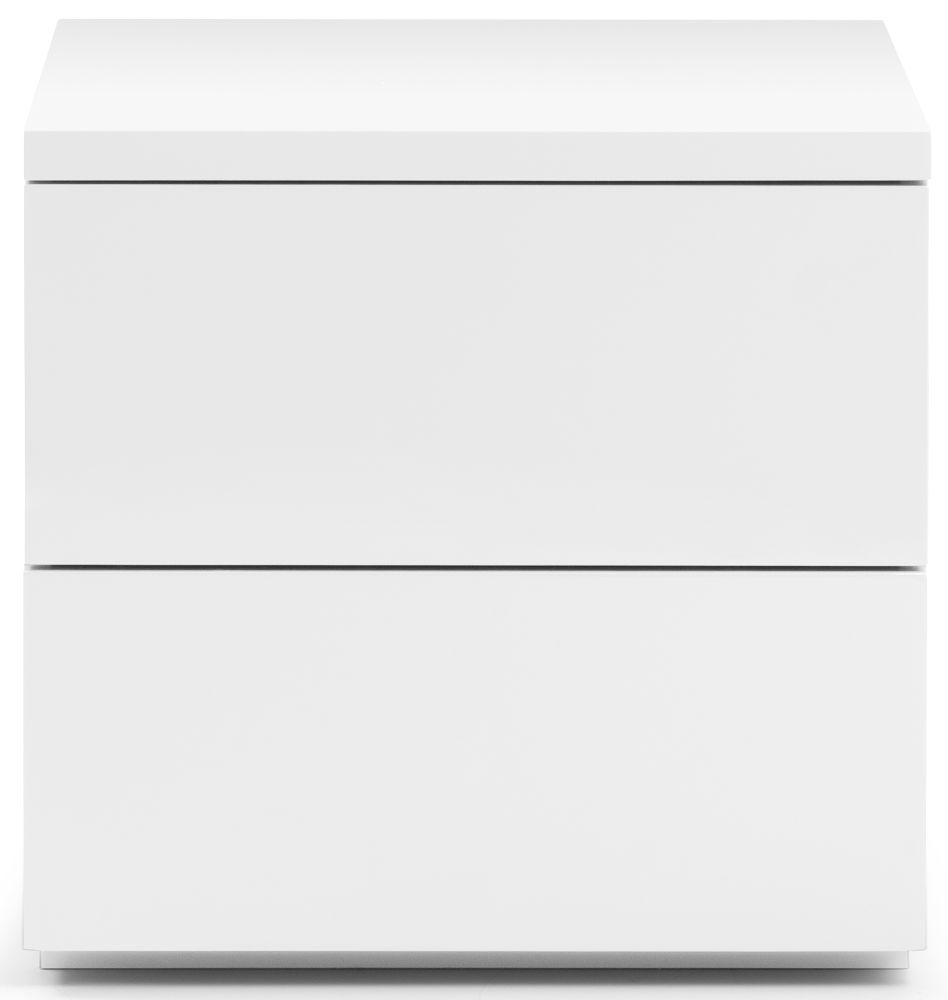 Julian Bowen Monaco White High Gloss 2 Drawer Bedside Cabinet