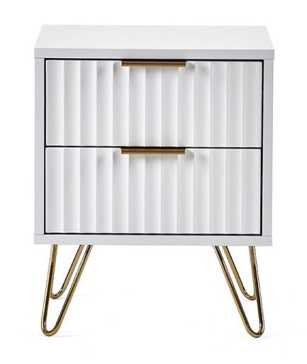 Julian Bowen Murano Matte White 2 Drawer Bedside Cabinet With Hairpin Legs