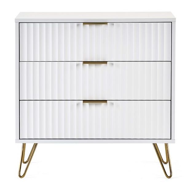 Julian Bowen Murano Matte White 3 Drawer Chest With Hairpin Legs