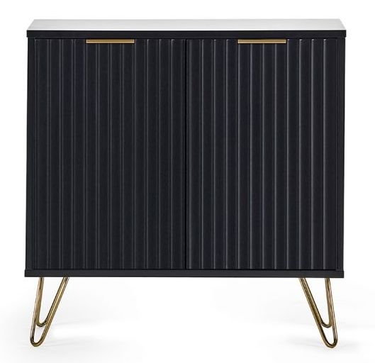 Julian Bowen Murano Compact Matte Black Sideboard 80cm With 2 Door With Hairpin Legs