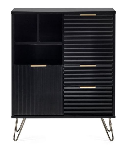 Julian Bowen Murano Matte Black Sideboard 80cm With 2 Door 2 Drawer With Hairpin Legs