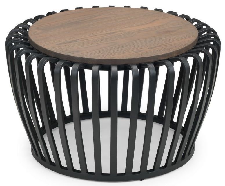 Julian Bowen Washington Mocha Elm And Black Round Coffee Table