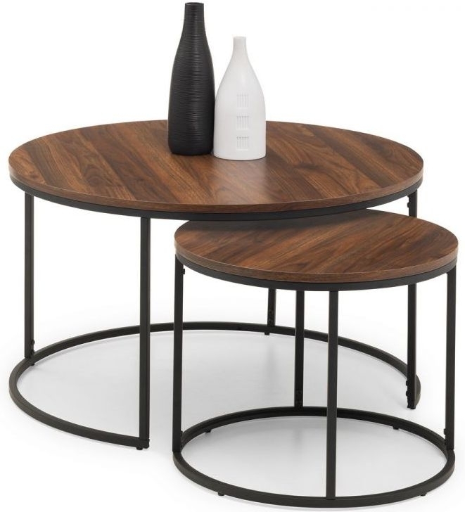 Julian Bowen Bellini Walnut And Metal Round Nesting Coffee Table