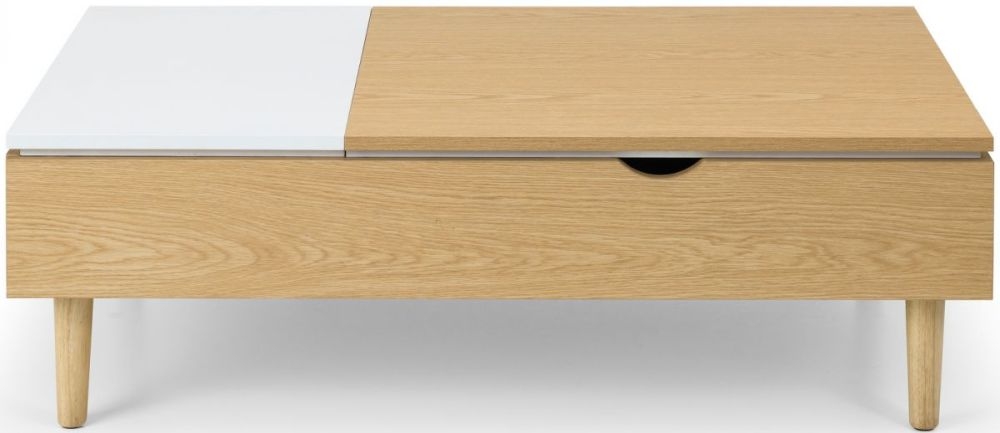 Julian Bowen Latimer White High Gloss And Oak Liftup Coffee Table