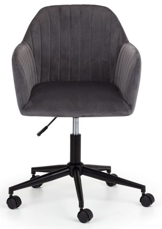 Julian Bowen Kahlo Swivel Grey Velvet Fabric And Black Office Chair