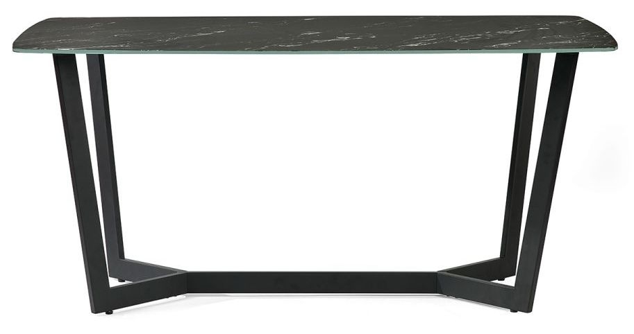 Julian Bowen Olympus Black Glass Top With Marble Effect Dining Table 160cm Seats 6 Diners Rectangular Top