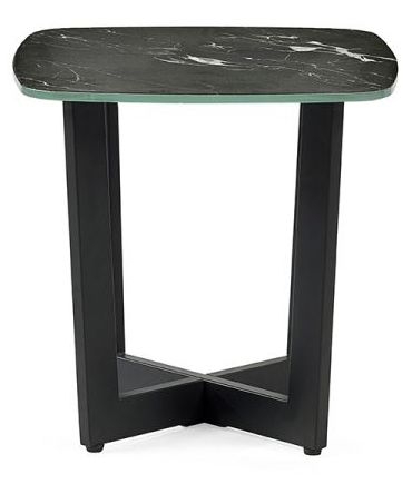 Julian Bowen Olympus Black Glass Top With Marble Effect Lamp Table