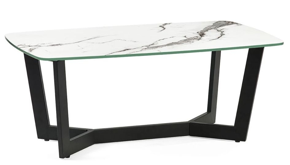 Julian Bowen Olympus White Glass Top With Marble Effect Coffee Table