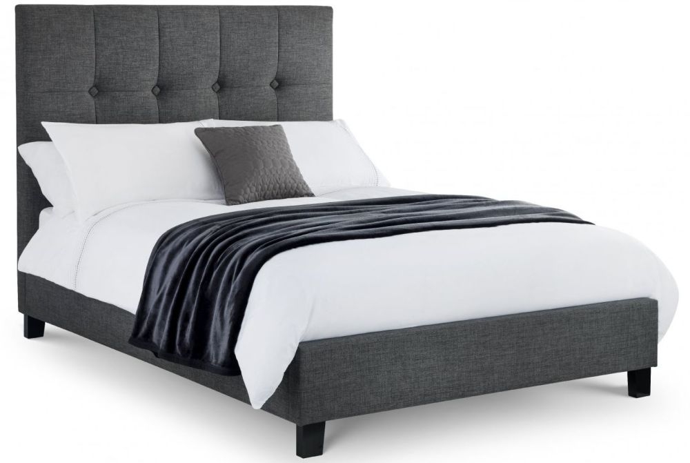 Sorrento Grey Linen Fabric Bed Comes In Double And King Size