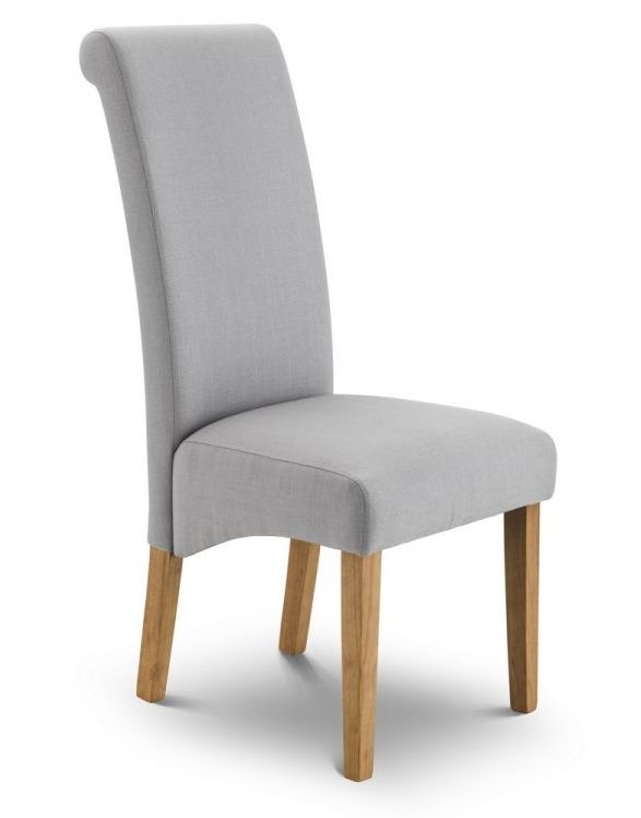 Julian Bowen Rio Light Oak And Slate Grey Fabric Dining Chair Sold In Pairs