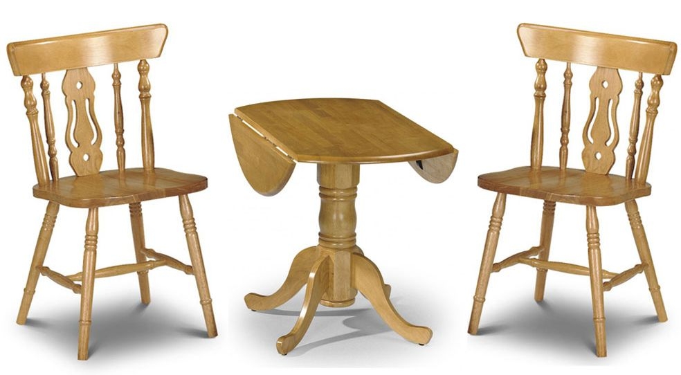 Julian Bowen Dundee Round Drop Leaf Dining Table And 2 Yorkshire Chairs