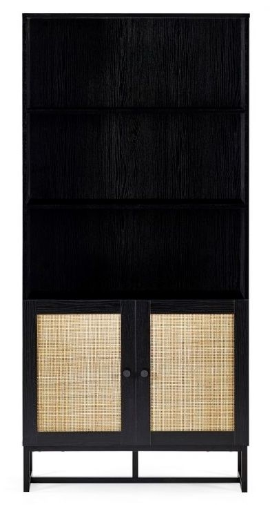 Julian Bowen Padstow Black Rattan Tall Bookcase