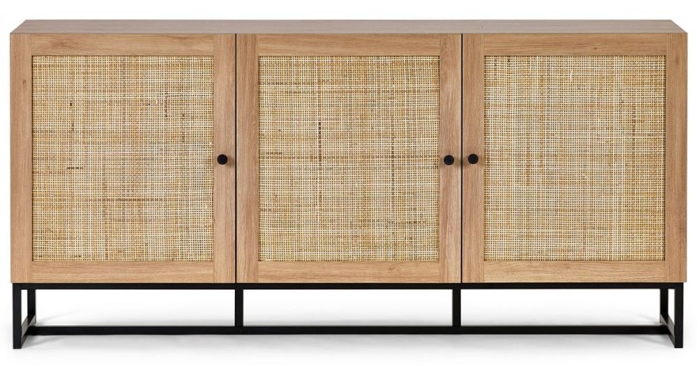 Julian Bowen Padstow Rattan Sideboard 160cm With 3 Drawer