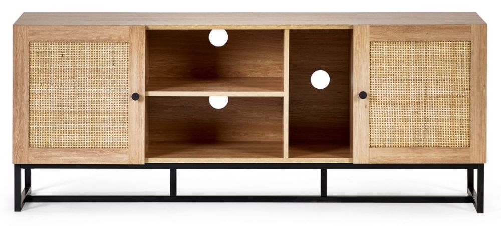 Julian Bowen Padstow Rattan Tv Unit 150cm Storage For Television Fits Up To 60inch Plasma