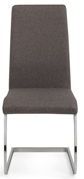 Roma Cantilever Slate Grey Linen Fabric Dining Chair Sold In Pairs
