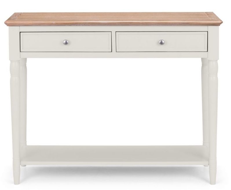 Julian Bowen Provence Oak And Grey Console Table With 2 Drawer