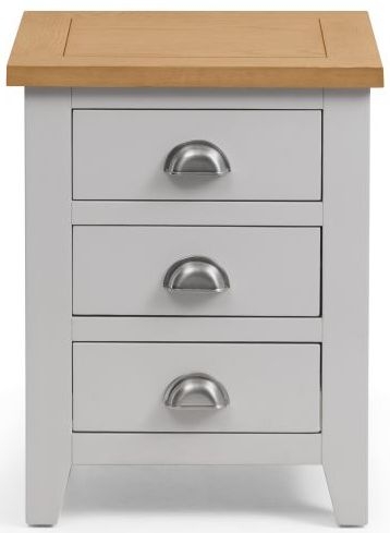 Julian Bowen Richmond Oak And Grey 3 Drawer Bedside Cabinet
