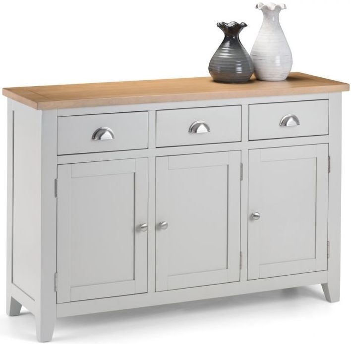 Julian Bowen Richmond Oak And Elephant Grey 3 Door 3 Drawer Sideboard