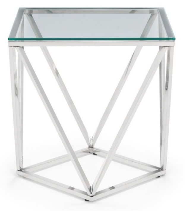 Julian Bowen Riviera Glass And Stainless Steel Lamp Table