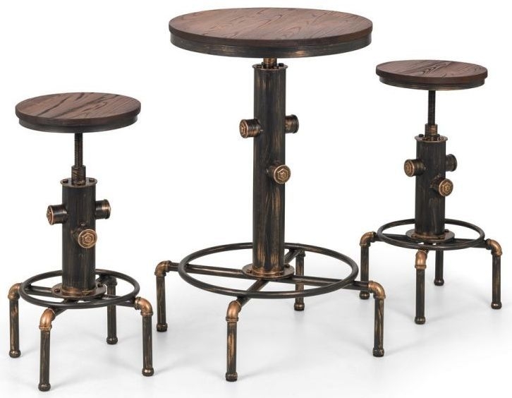 Julian Bowen Rockport Brushed Copper Bar Table And 2 Stool