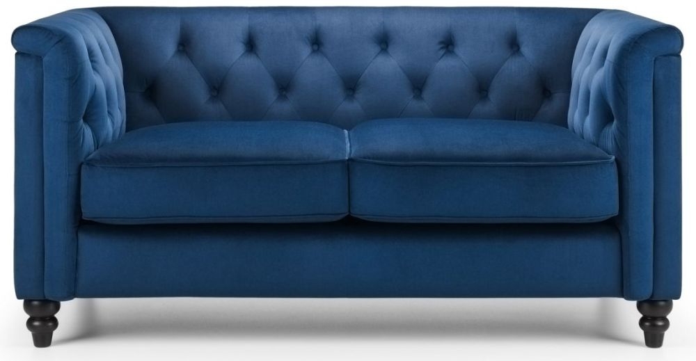 Julian Bowen Sandringham Blue Fabric Velvet 2 Seater Sofa