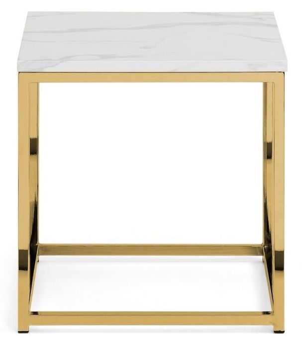 Julian Bowen Scala Gold And White Marble Top Lamp Table