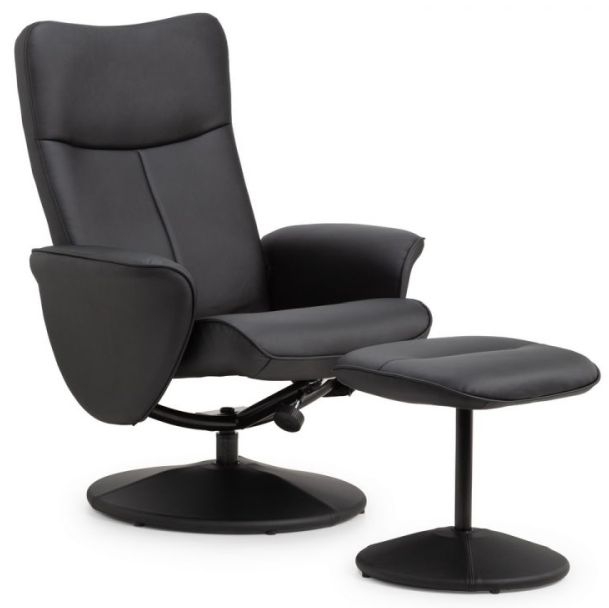 Julian Bowen Lugano Swivel And Black Faux Leather Recline Chair