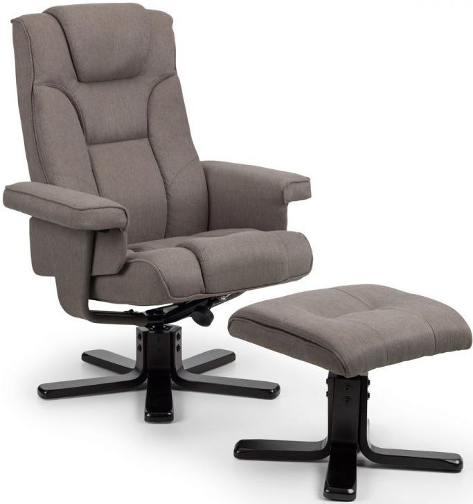 Julian Bowen Malmo Grey Linen Fabric Swivel Recliner Chair With Footstool