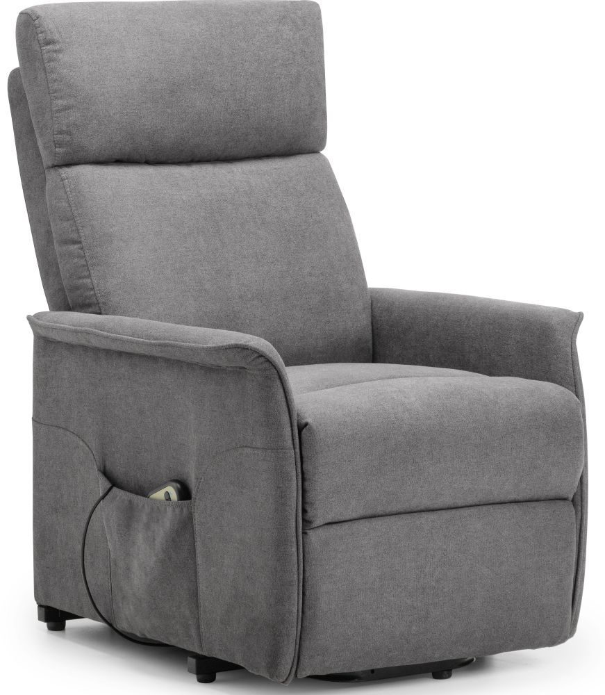 Helena Grey Velvet Fabric Rise Recliner Chair